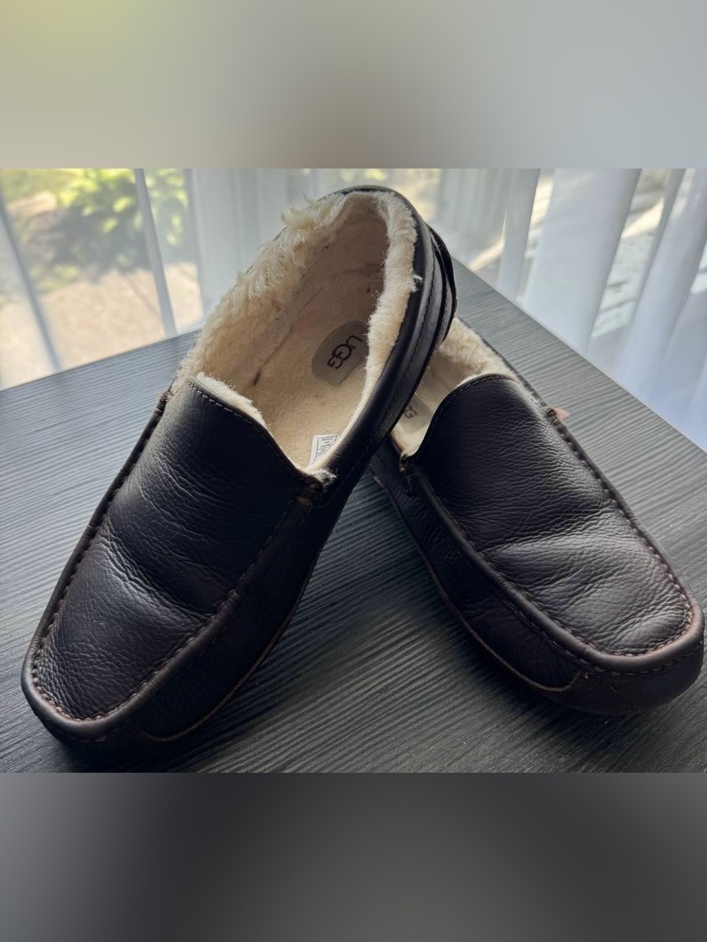 UGG Men's Ascot Leather Slippers, Dark spice, Size 10